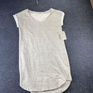 Athleta Shirt Womens Small Gray Tunic Cap Sleeve Lightweight Casual Top Tee